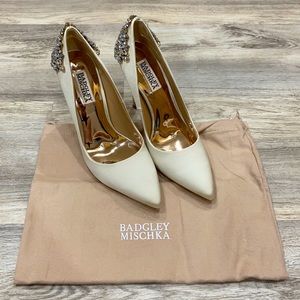 Badgley Mischka Ivory Jeweled Wedding Heels